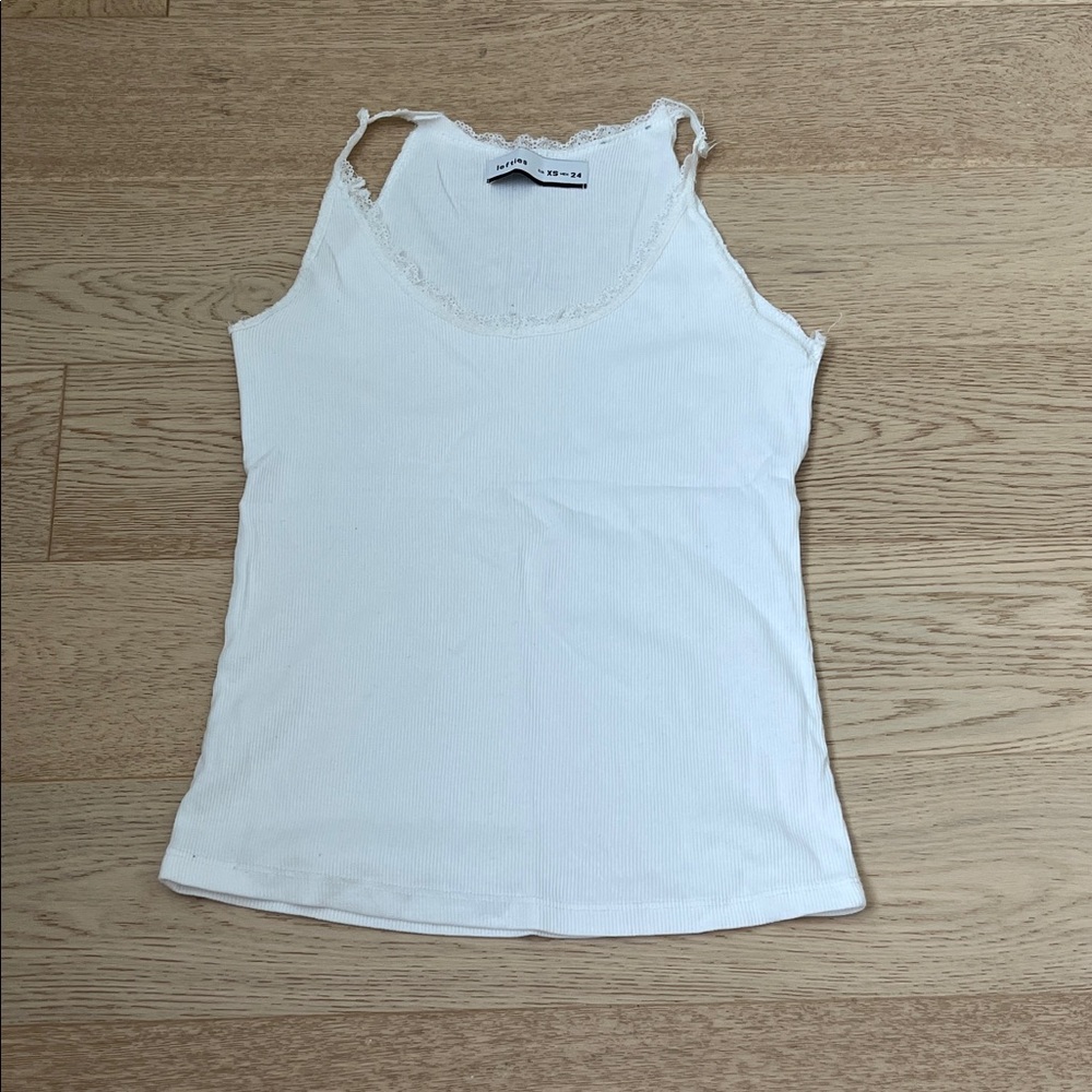 Classic White Lace-Trimmed Tank Top